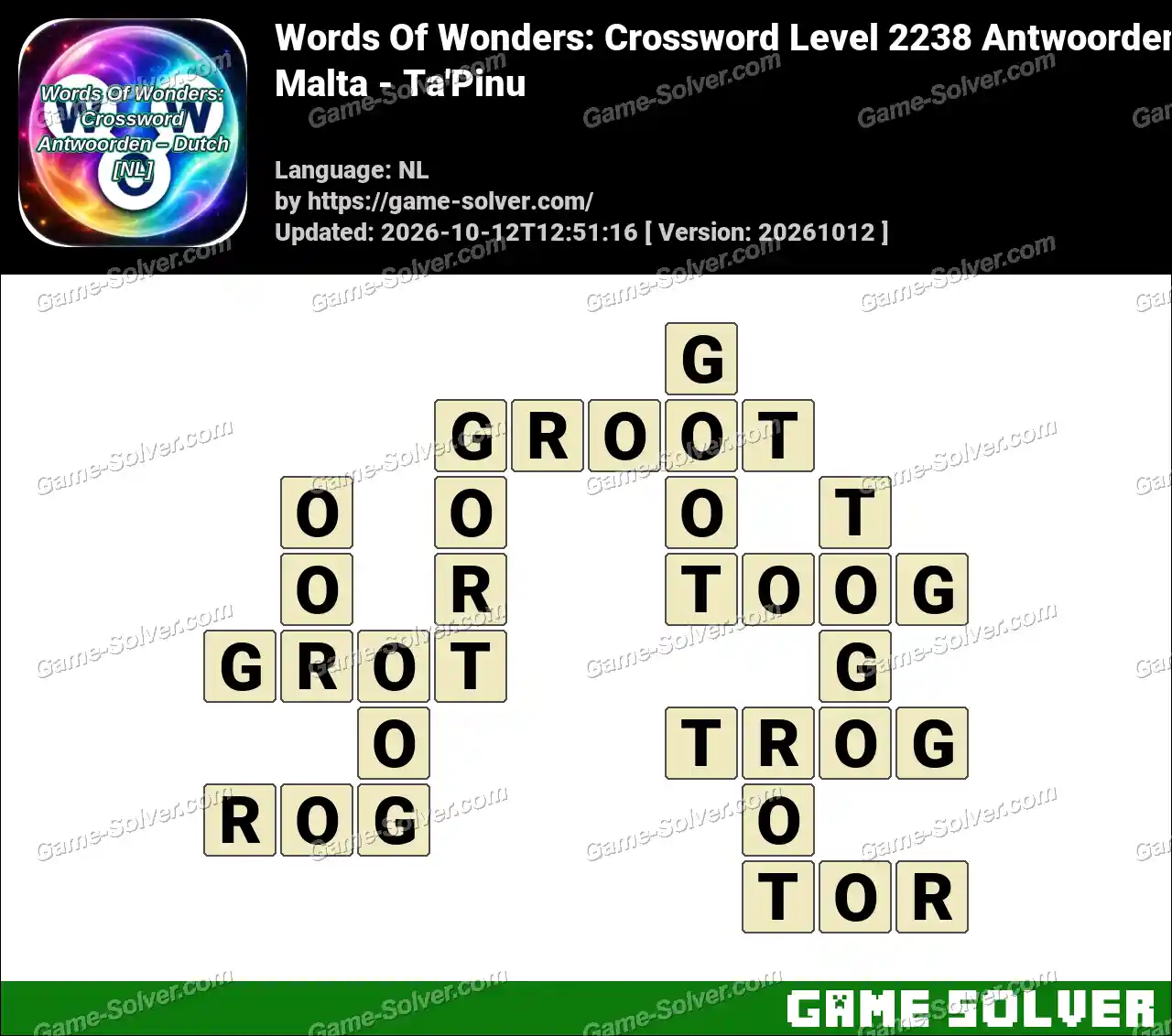 Words Of Wonders: Crossword Level 2238 Antwoorden – Malta – Ta’Pinu